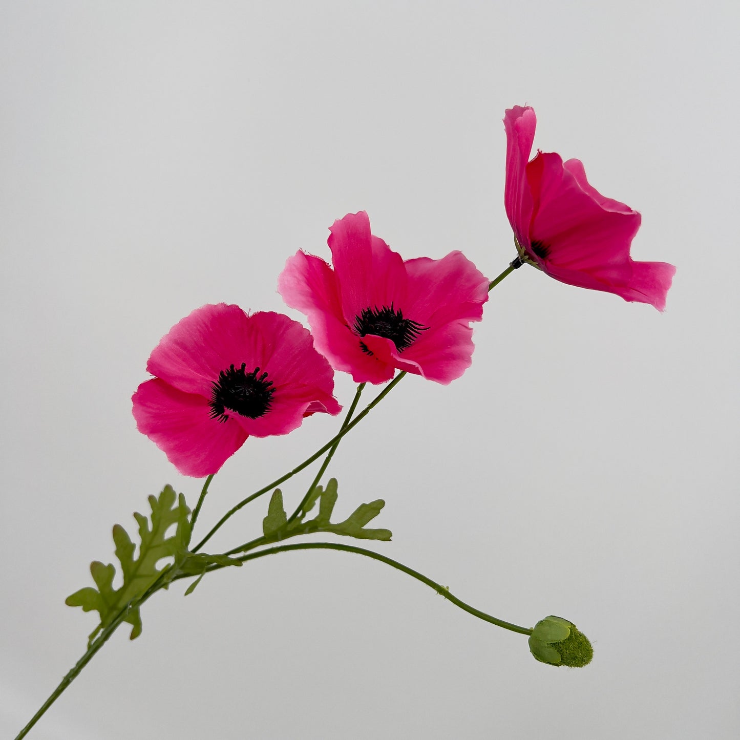 Poppy spray met 3 bloemen in oud roze en pink, 63cm