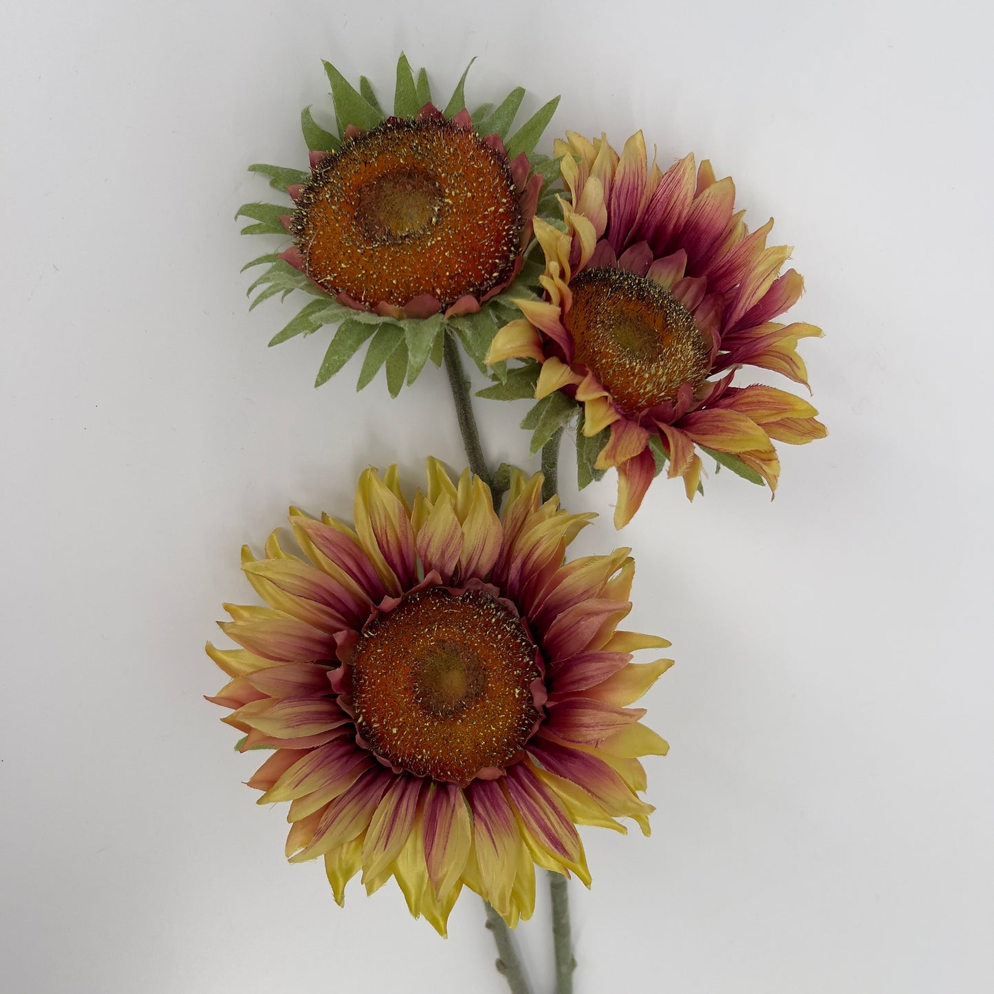 Silk-ka Zonnebloemen in mauve en avendel/groen, 87cm