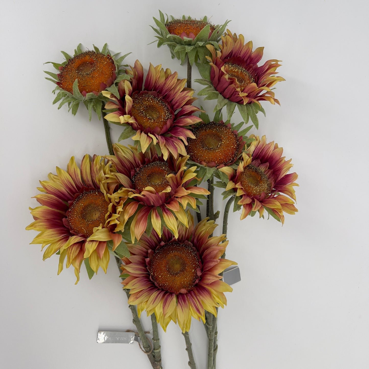 Silk-ka Zonnebloemen in mauve en avendel/groen, 87cm