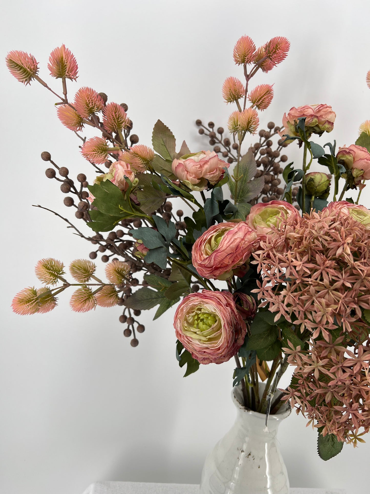 Pioenroos roze of bordeaux 5 bloemen per tak, 70cm