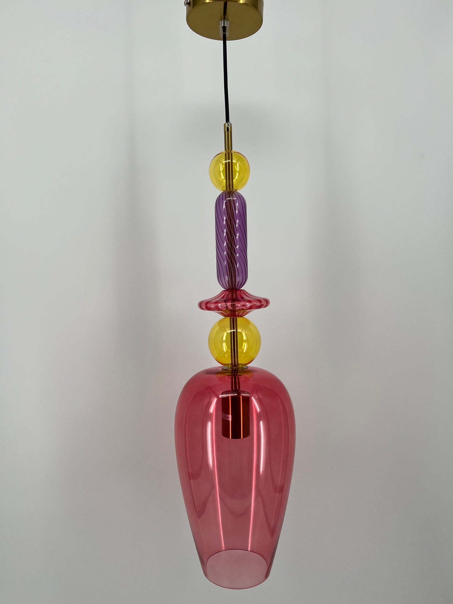 Sprankelende Hanglamp van Colmore by Diga, roze 16x16x60cm