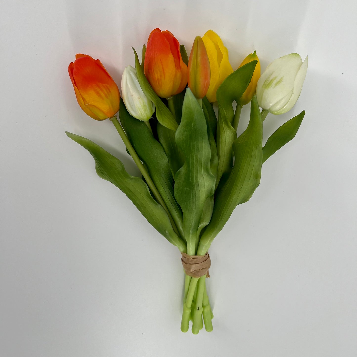 Kunst Tulpen bundel 7 stelen real touch van Flores, in meerdere kleuren, 31cm