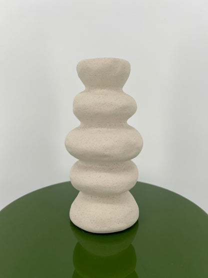 Vaas ro Ceira S beige of gebroken wit, 19,5cm