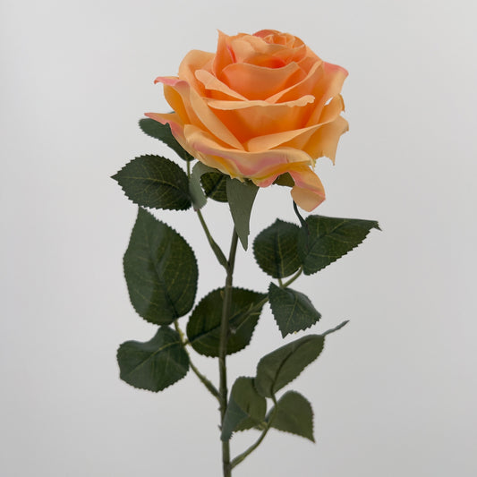 Kunstbloem Roos/Rose in rood, perzik en donker roze, 62cm
