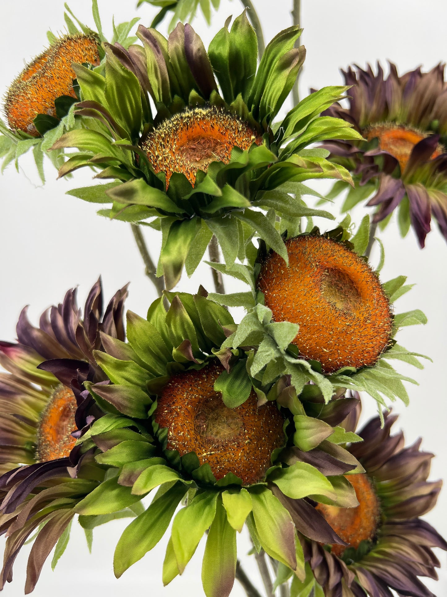 Silk-ka Zonnebloemen in mauve en avendel/groen, 87cm