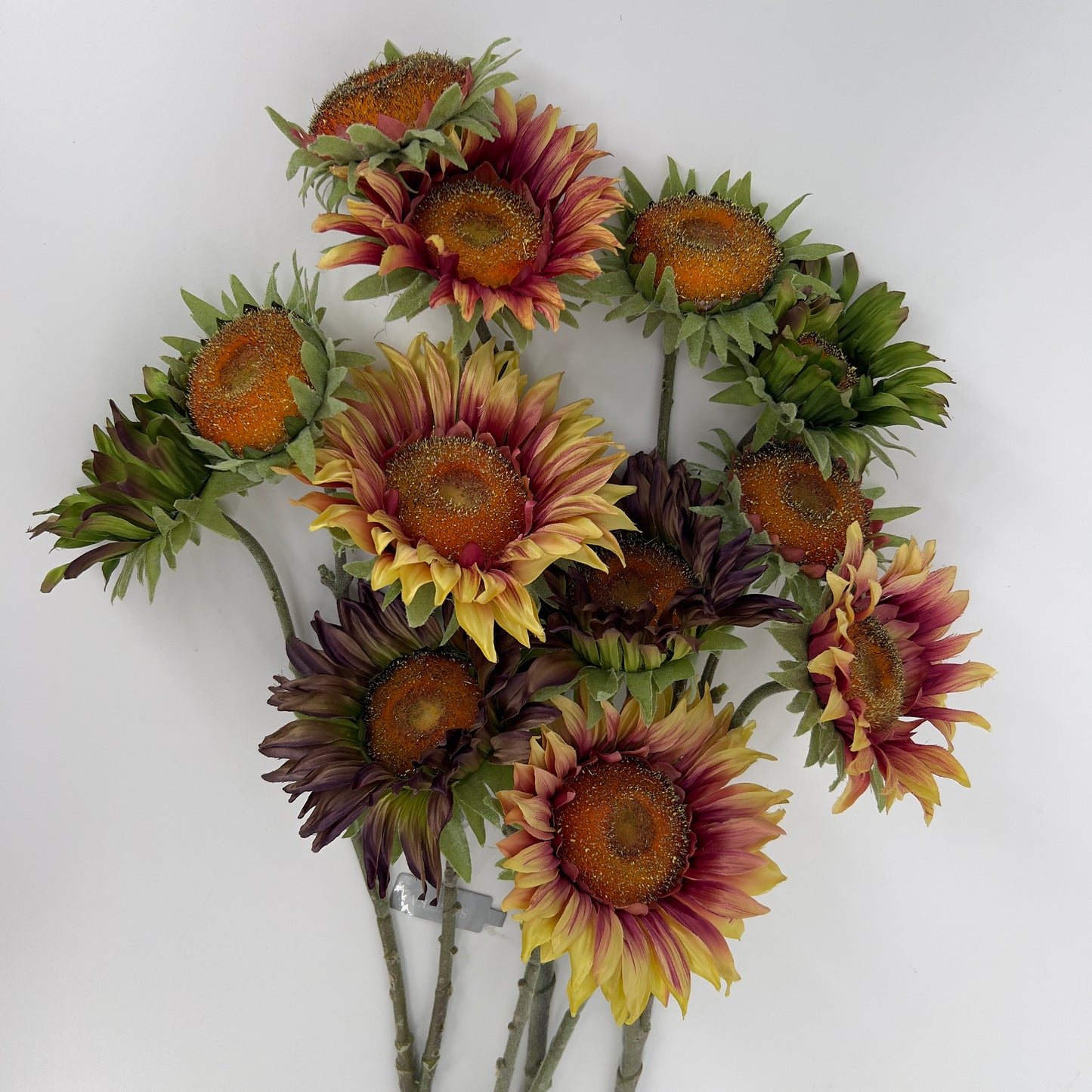 Silk-ka Zonnebloemen in mauve en avendel/groen, 87cm
