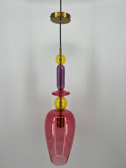 Sprankelende Hanglamp van Colmore by Diga, roze 16x16x60cm