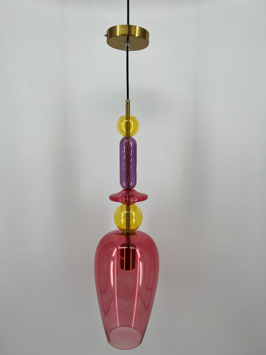 Sprankelende Hanglamp van Colmore by Diga, roze 16x16x60cm