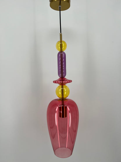 Sprankelende Hanglamp van Colmore by Diga, roze 16x16x60cm