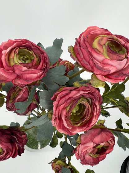 Pioenroos roze of bordeaux 5 bloemen per tak, 70cm
