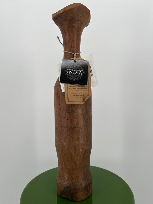 Handgemaakte unieke houten vaas/pot uit India, massief 46,5cm