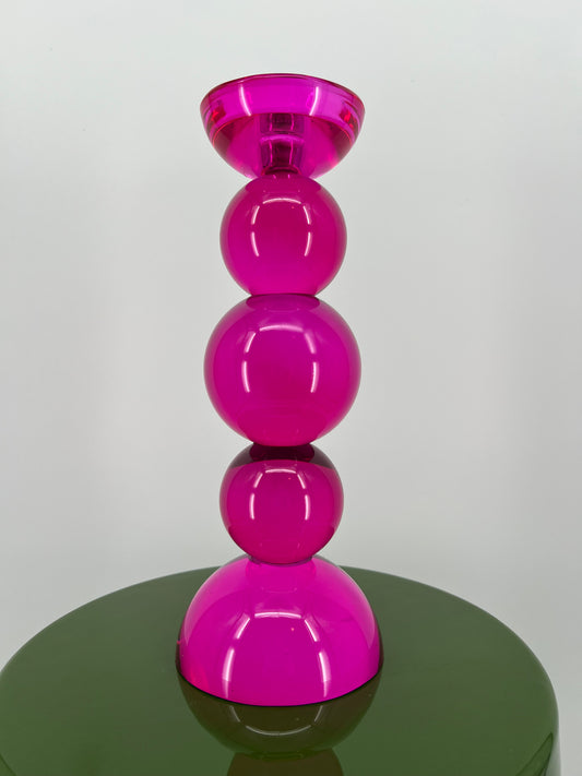 Kaarsenhouder fuchsia kristalglas, 30cm