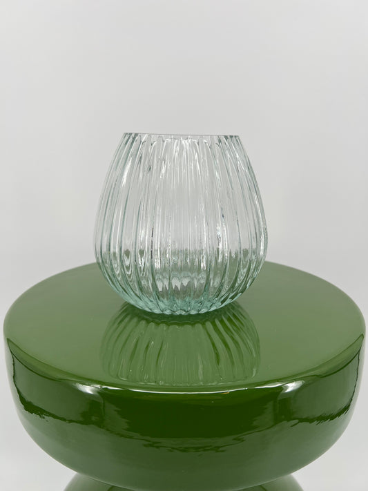 Vaas bol geribbeld helder, 14cm