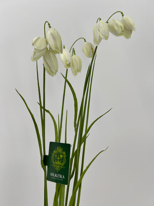 Silk-ka Fritillaria mooie uitvoering in creme/groen, 71cm lang