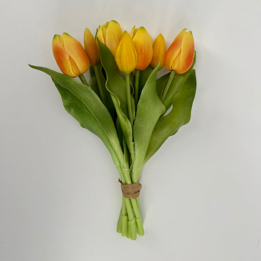 Kunst Tulpen bundel 7 stelen real touch van Flores, in meerdere kleuren, 31cm