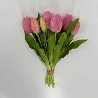 Kunst Tulpen bundel 7 stelen real touch van Flores, in meerdere kleuren, 31cm