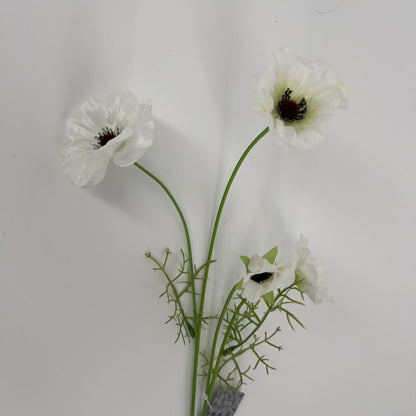 Papaver, klaproos ofwel poppy spray in donker oranje en crème, 59cm