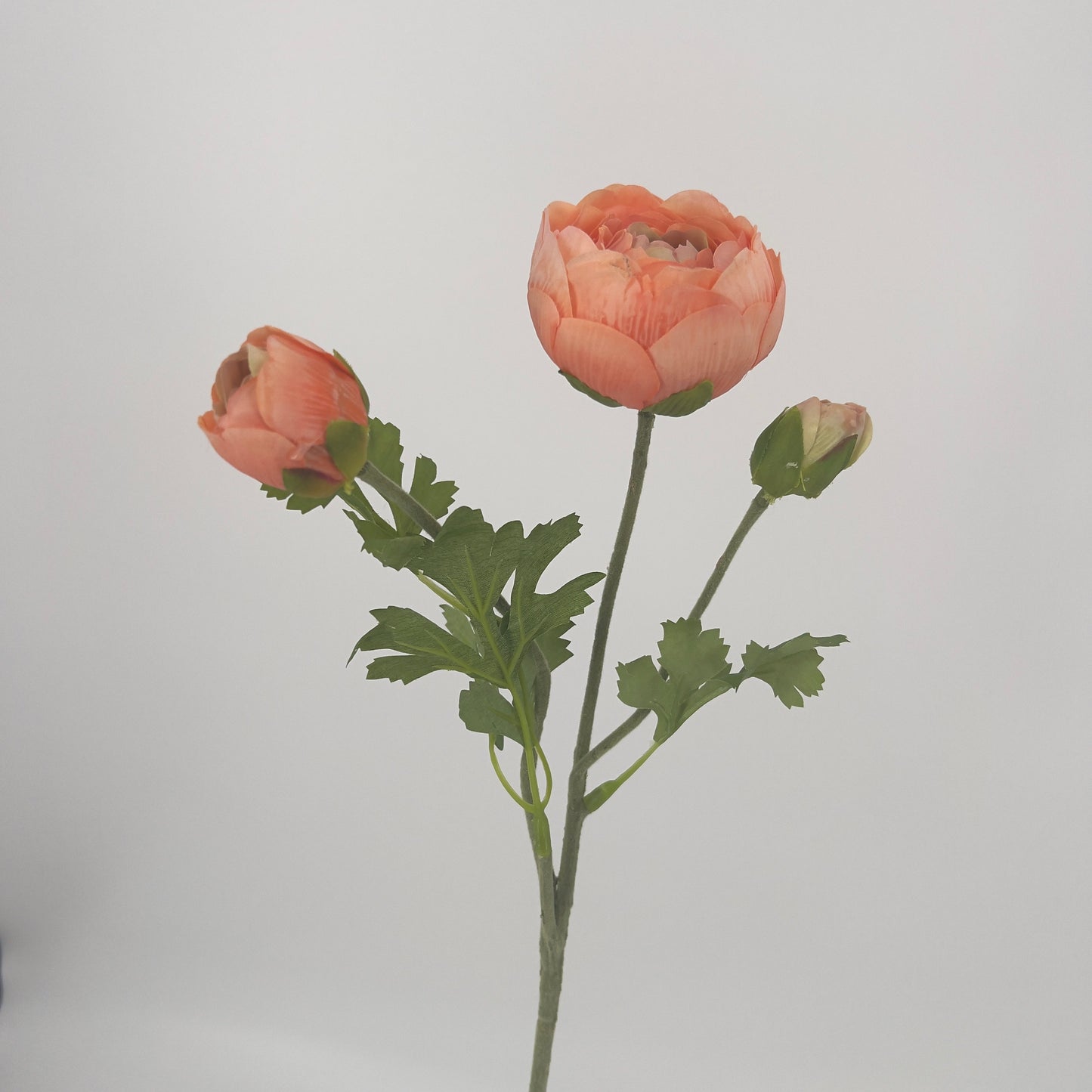 Zijden ranonkels met 2 knopjes in peach en pink real touch, 51cm