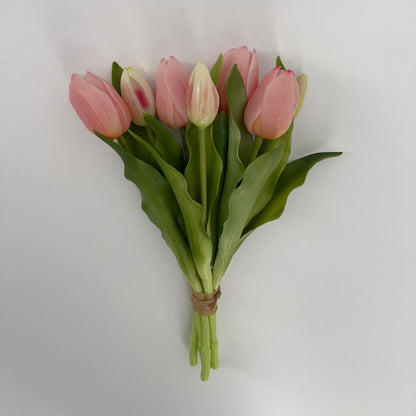 Kunst Tulpen bundel 7 stelen real touch van Flores, in meerdere kleuren, 31cm