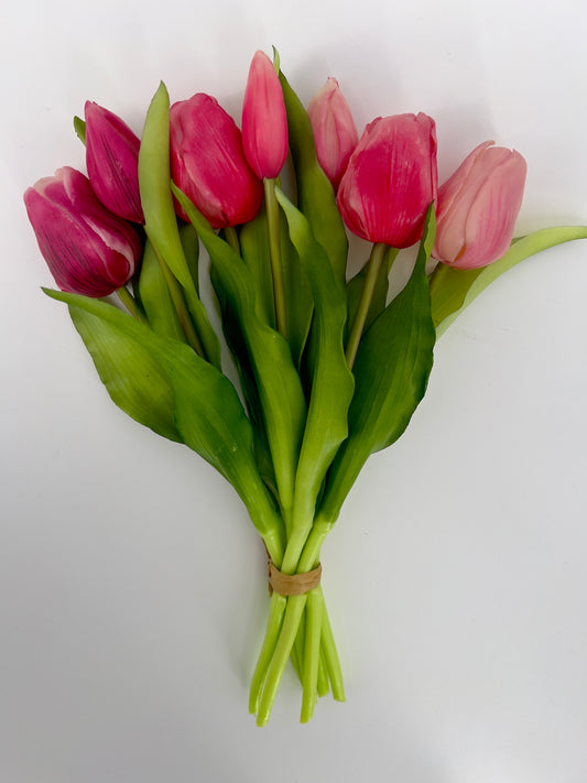 Kunst Tulpen 7 stelen real touch van It's All About Art, in vele kleuren 31cm