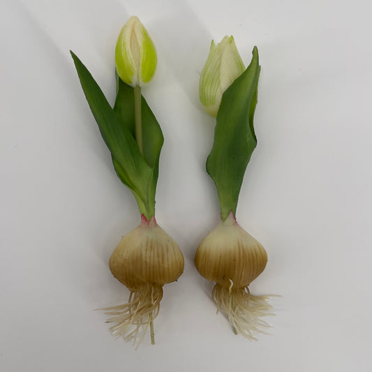 Mini kunst tulp jade in white en purple, 21cm