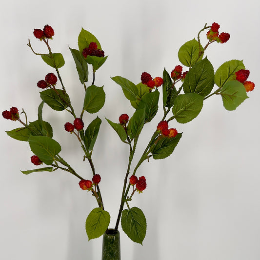 Kunst Bramen- en framboostakken in burgundy en rood, 90cm
