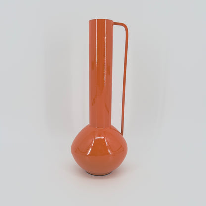 Decoratieve Vaas met Lange Hals in pink/orange/emerald, Ø12x33cm