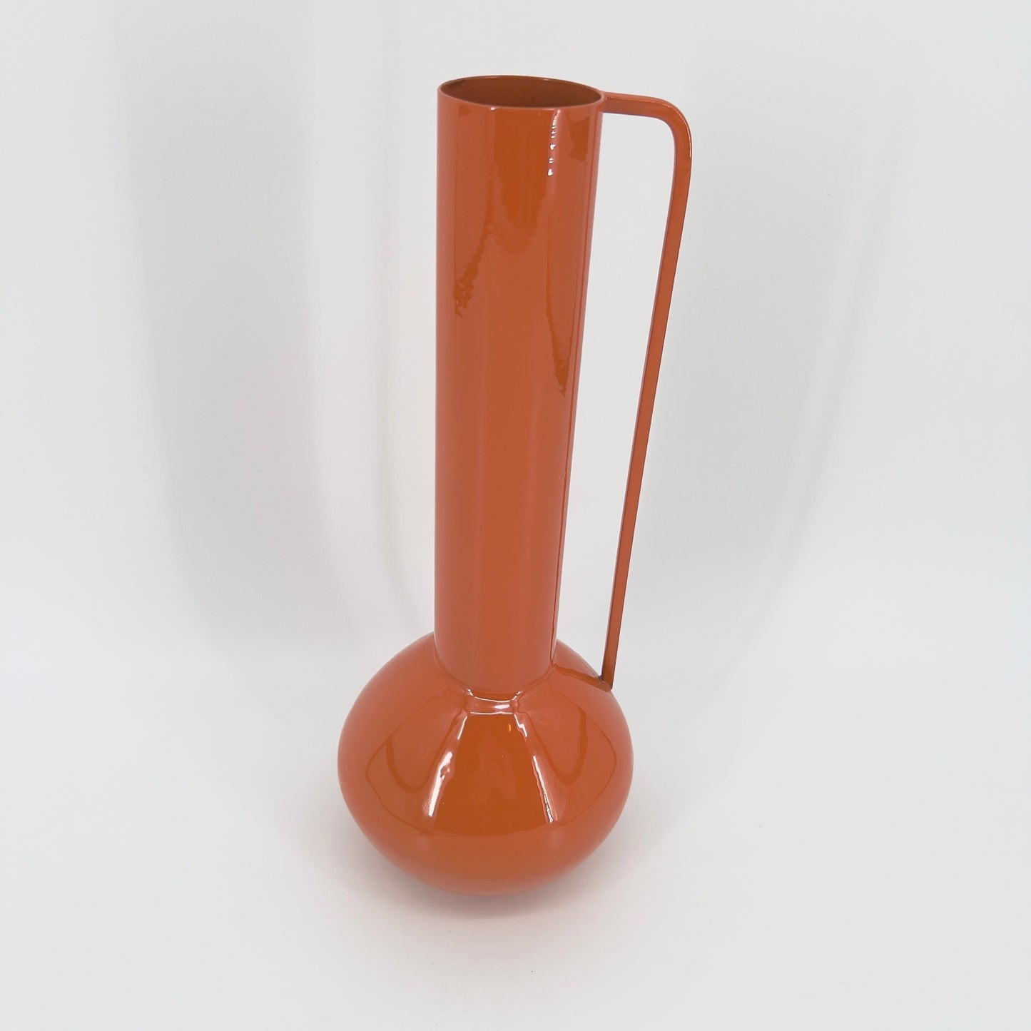 Decoratieve Vaas met Lange Hals in pink/orange/emerald, Ø12x33cm