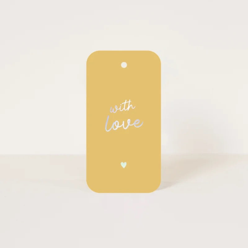 Cadeaulabel zilveren tekst om, evt. met persoonlijke tekst, bij de bloemen cadeau te geven.
